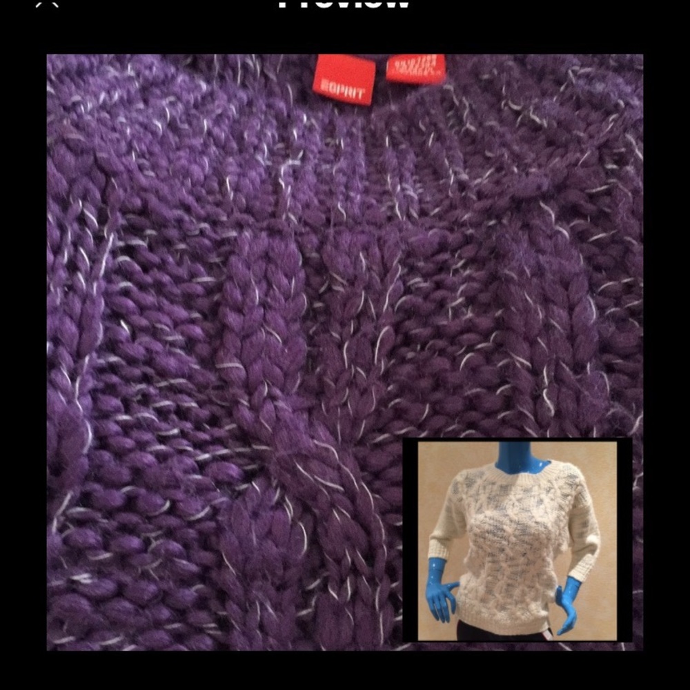 New Esprit while and purple sweater